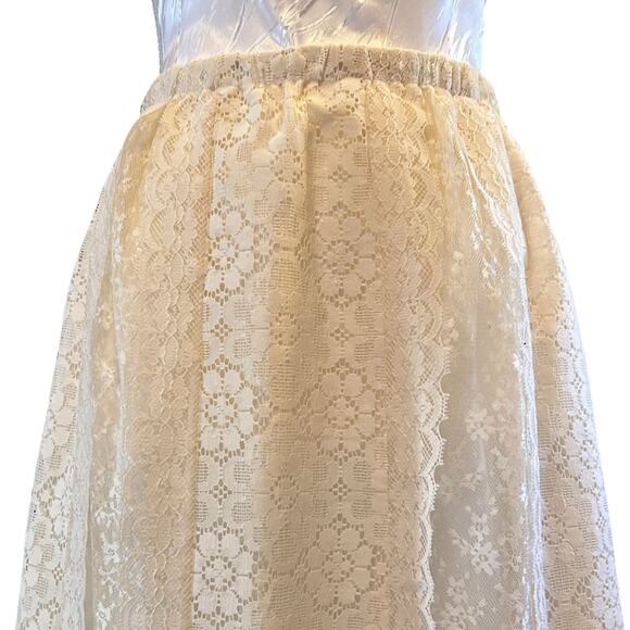 Vintage White Cream Lace Aline Skirt Womens Sz Medium Bridal Boho Ethereal 80s - Picture 12 of 16